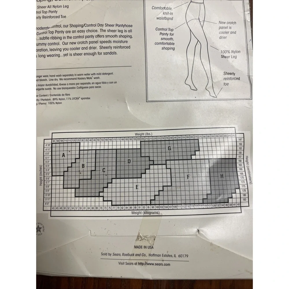 Nice Touch Sears Powder SZ E Day Sheer Panty Nylon Pantyhose Vintage Control Top